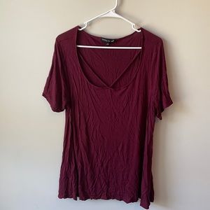 Burgundy front cross top